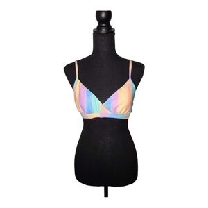 EIDON Rainbow Bikini Top With Crisscross Back Size D